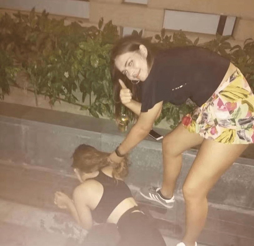 Drunk girls outside Owner Circle in Shanghai